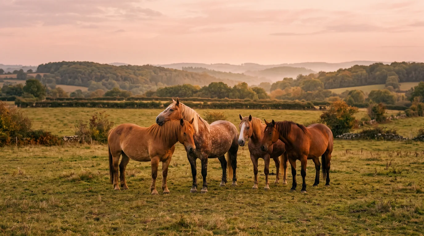 Les chevaux du Centre équestre de Langlade en liberté, Corrèze